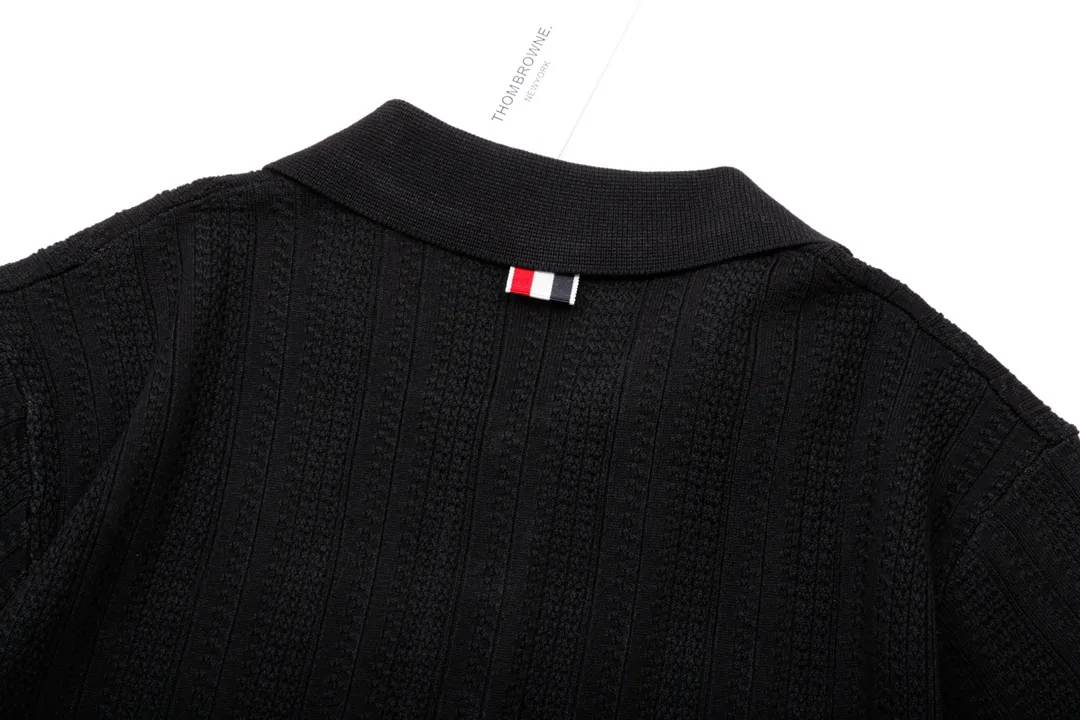 Thom Browne ➡️ POLO ， Retro Same Style Polo Versatile : Black Size：M-3XL